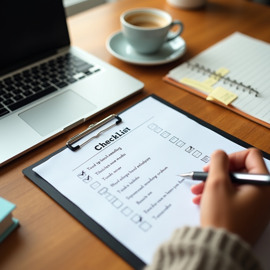 Checklist su scrivania per iniziare un percorso di automazione in piccola impresa
